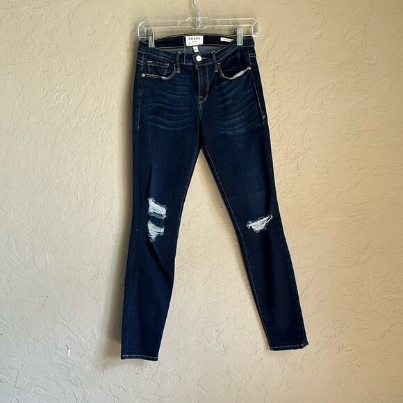 Frame denim jeans le Skinny de Jeanne size 28‎ distressed blue jeans - Picture 1 of 6